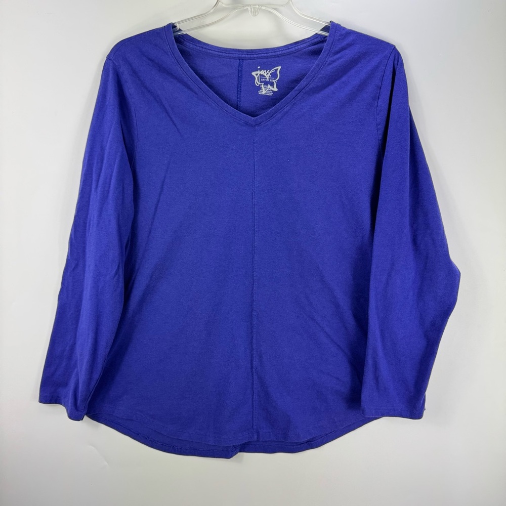 Just My Size Women's Long Sleeve V Neck Tee with Center Front Seam Purple 3X